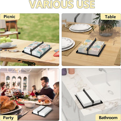 Serviettenhalter Schwarz Metall gewichtet für Tisch Küche 22.7 * 19.8