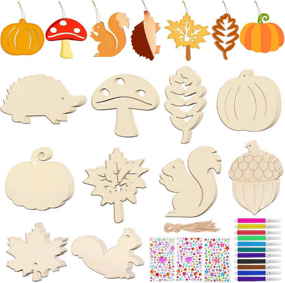 Holz Deko Hänger Herbst Bastelset Kinder 95-tlg. DIY Herbstdeko