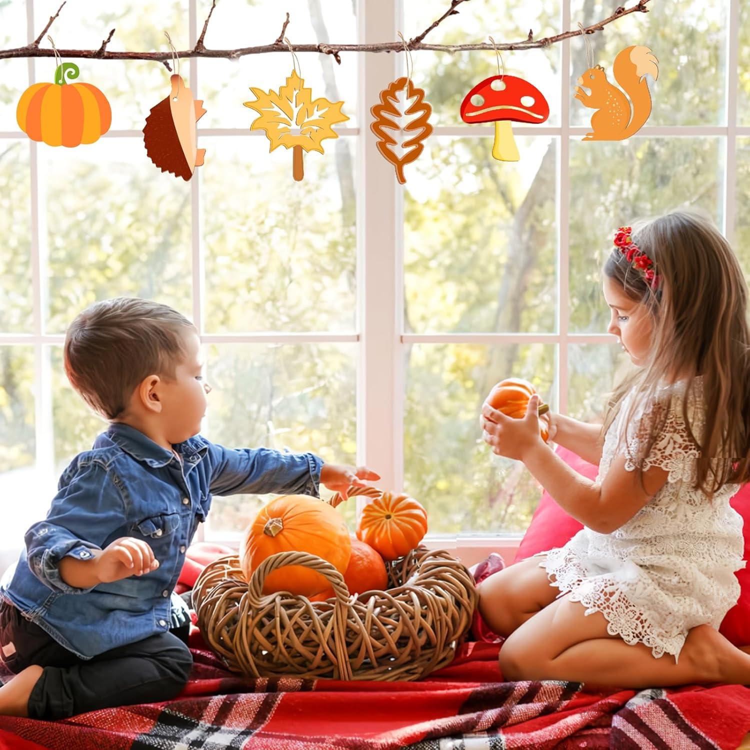 Herbst Holz Deko Hänger Bastelset Kinder DIY Herbstdeko 95-teilig