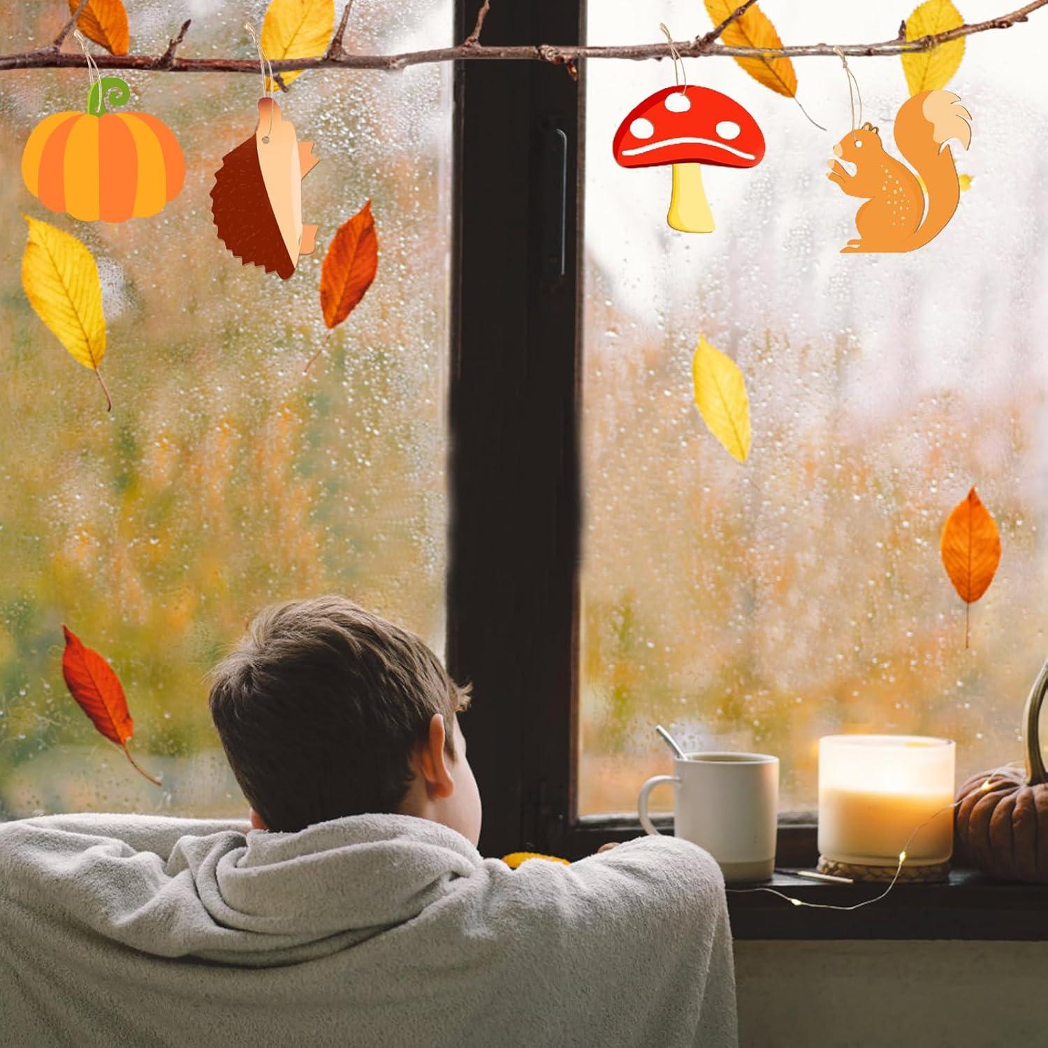 IWTBNOA Holz Deko Hänger Herbst Bastelset 95 Stück für Kinder - DIY