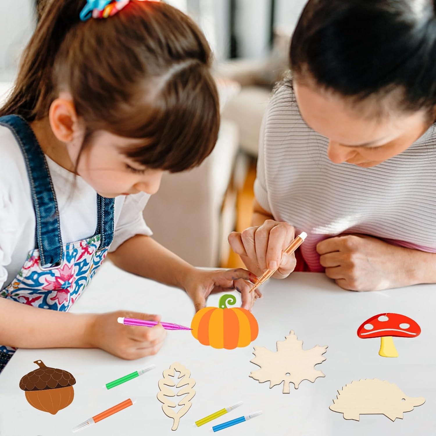 Herbst Holz Deko Hänger Bastelset Kinder DIY Herbstdeko 95-teilig