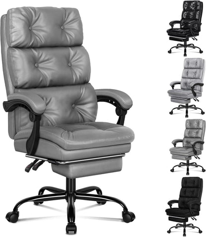 Bürostuhl mit hoher Rückenlehne, 150° Neigung, 360° Drehung, Fußstütze