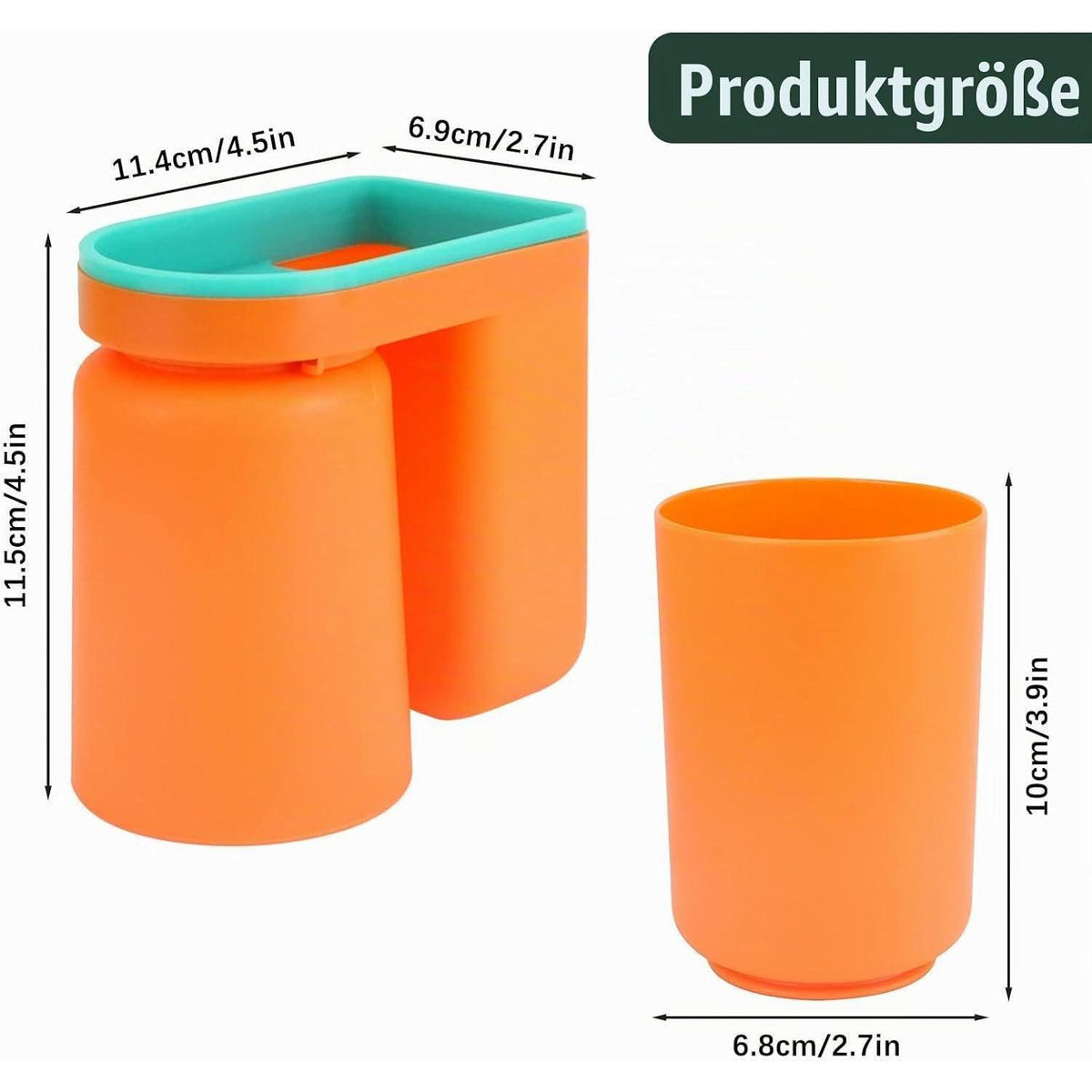 4er-Set Zahnbürstenhalter Wand mit Bechern & Ablage