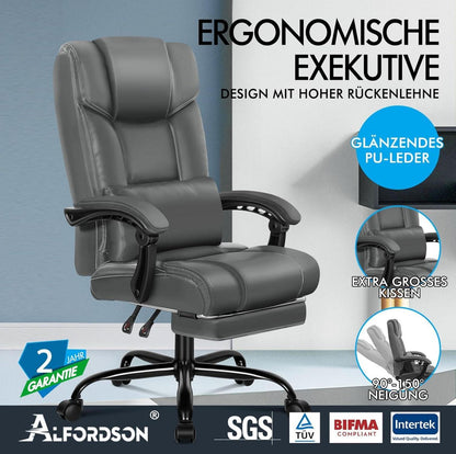 Ergonomischer Bürostuhl mit Lendenwirbelstütze, Fußstütze