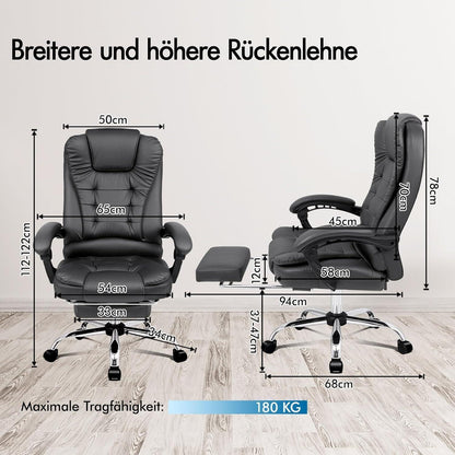 Ergonomischer Bürostuhl mit Wärmemassagefunktion | PU-Leder
