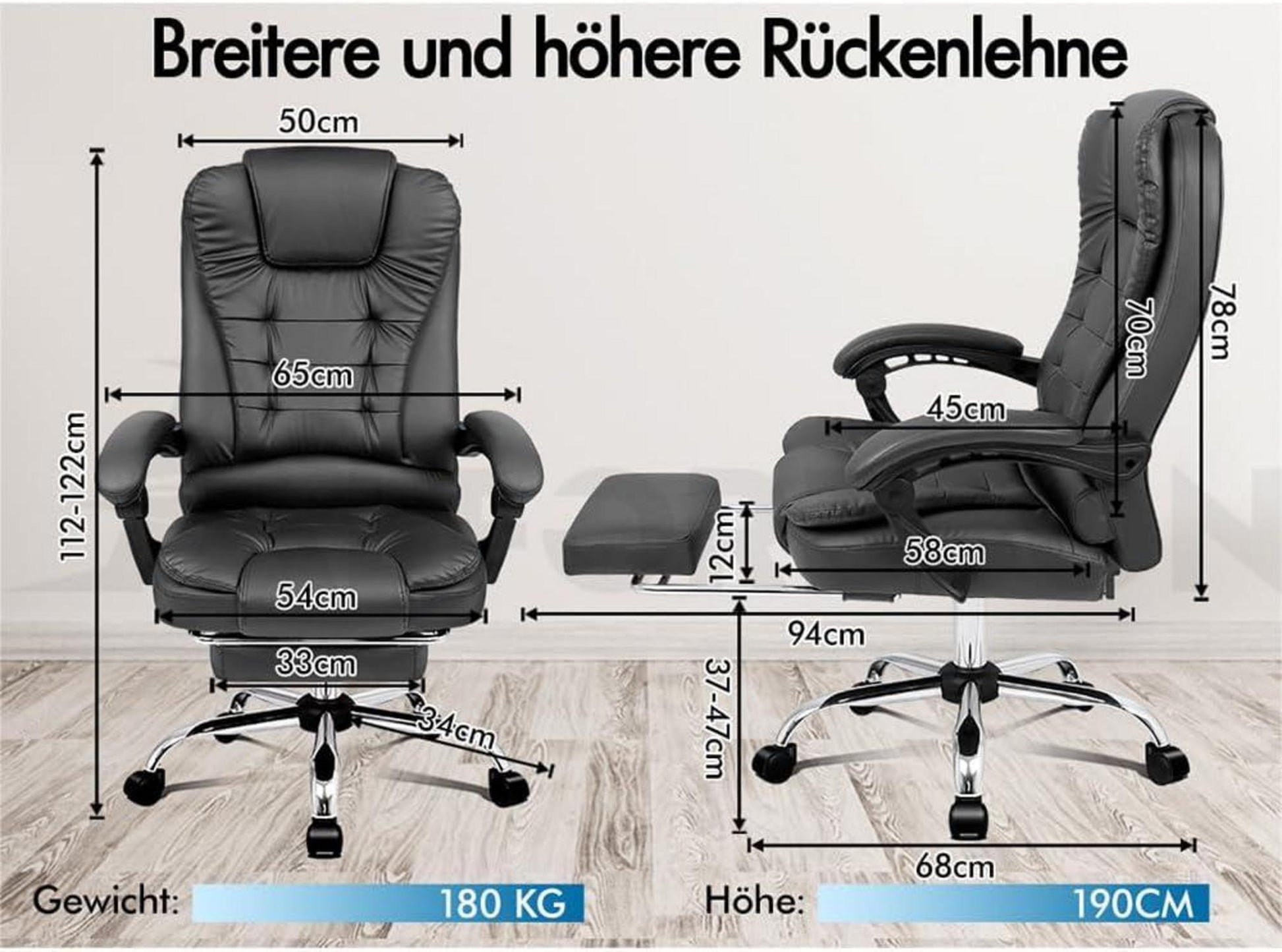 Ergonomischer Bürostuhl mit Wärmemassagefunktion | PU-Leder