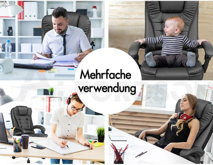 Ergonomischer Bürostuhl mit Wärmemassagefunktion und PU-Leder - Grau