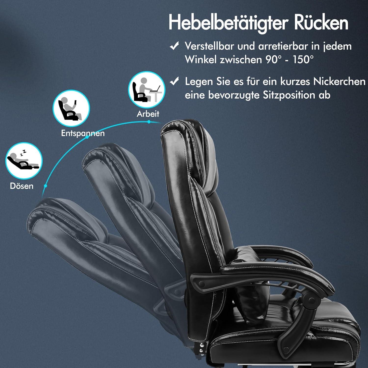 Bürostuhl mit Verstellbarer Lendenwirbelstütze und hoher