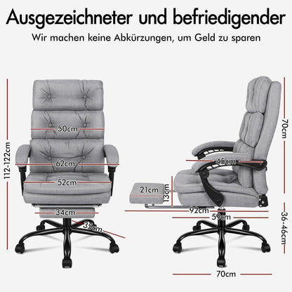 ALFORDSON Bürostuhl 150° Neigung 360° Drehung Grau