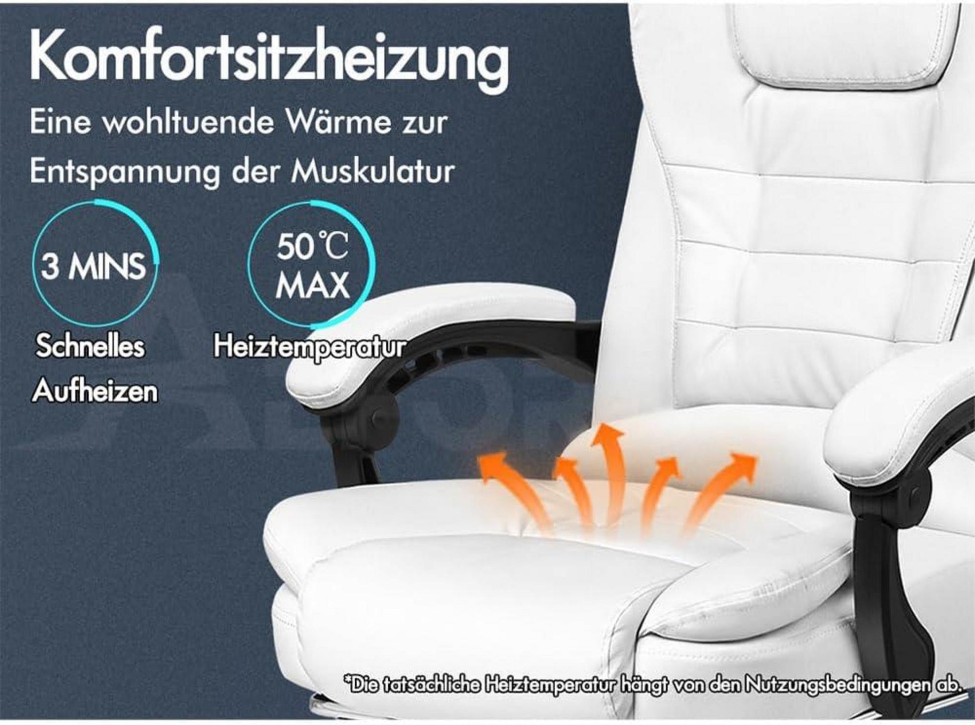 Ergonomischer Bürostuhl mit Massagefunktion Weiß PU-Leder