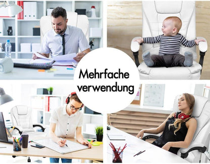Ergonomischer Bürostuhl mit Massagefunktion Weiß PU-Leder