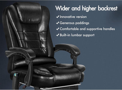 ALFORDSON Ergonomischer Bürostuhl mit Wärmemassagefunktion Schwarz