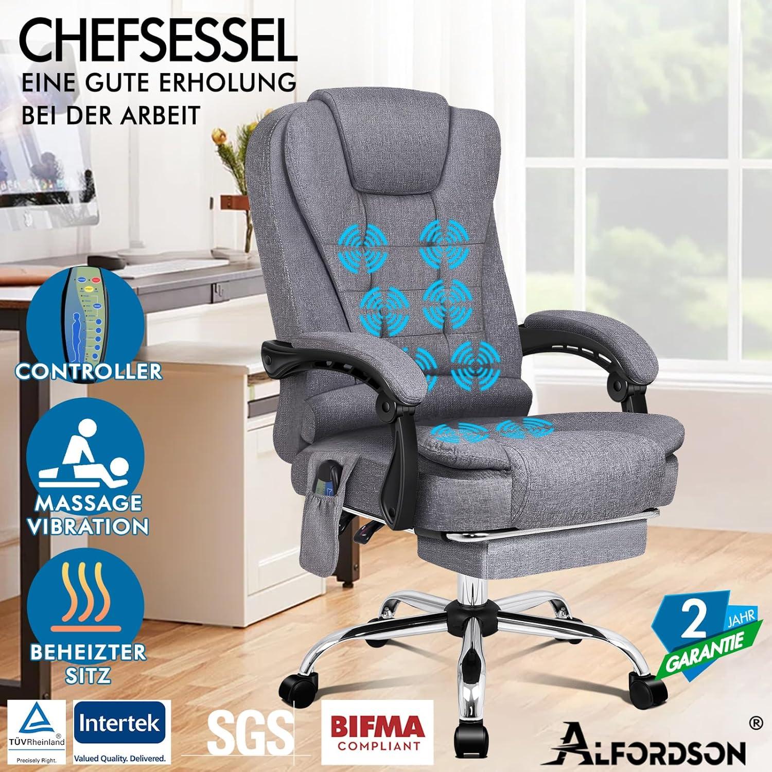 Ergonomischer Bürostuhl mit Massagefunktion und Fußstütze