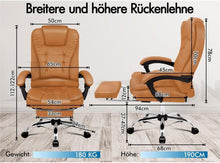 Bürostuhl mit Wärmemassagefunktion, PU-Leder, Braun