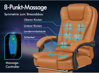 Ergonomischer Bürostuhl mit Massagefunktion Braun - ALFORDSON