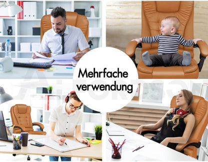 Ergonomischer Bürostuhl mit Wärmemassagefunktion und PU-Leder- Braun