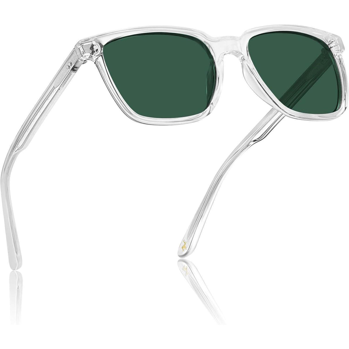 Herren Sonnenbrille polarisiert, Rechteckig, Transparent/Grün