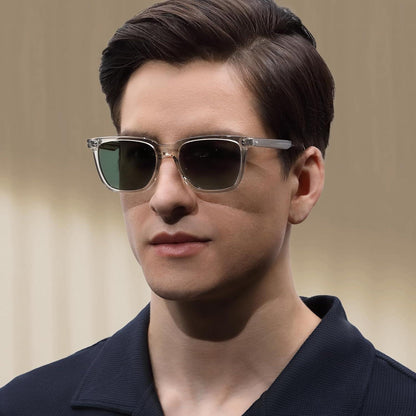 Herren Sonnenbrille polarisiert, Rechteckig, Transparent/Grün