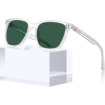 Herren Sonnenbrille polarisiert, Rechteckig, Transparent/Grün