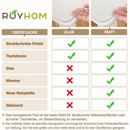 Transparente Tischfolie 100x240 cm – Rutschfest & Kratzfest