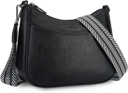 Crossbody Bag Damen Vegan Leder Schwarz Schultertasche