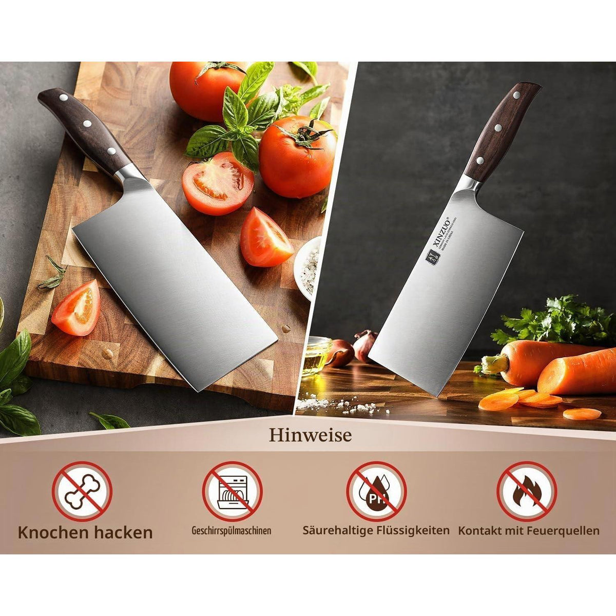 17,5 cm Hackmesser aus Edelstahl – Scharfes Kochmesser für Fleisch & Gemüse