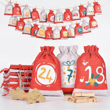 Adventskalender zum Befüllen 2024 Stoff Jutesäckchen 18x13cm