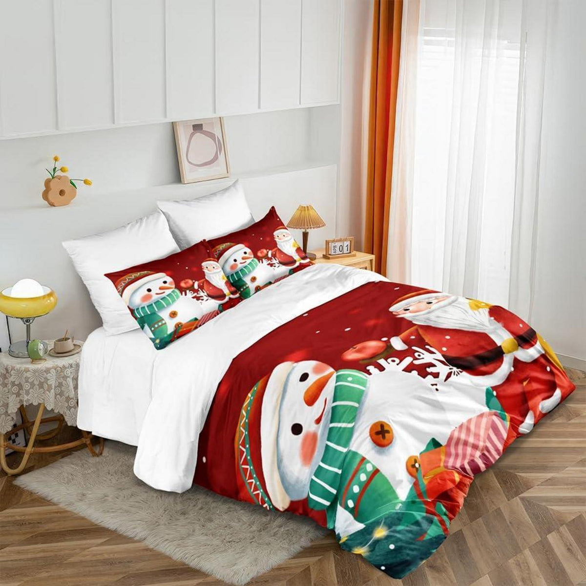 Weihnachts Bettwäsche Set 135x200 Rot Weiß 3D – 2-teilig