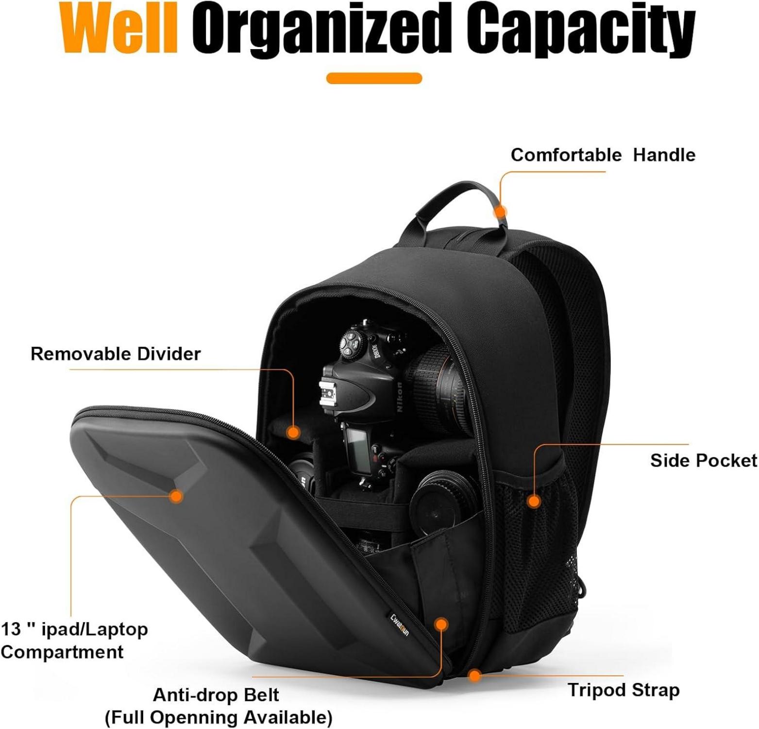 Kamerarucksack Wasserbeständig Fotorucksack Kameratasche Schwarz 1.0