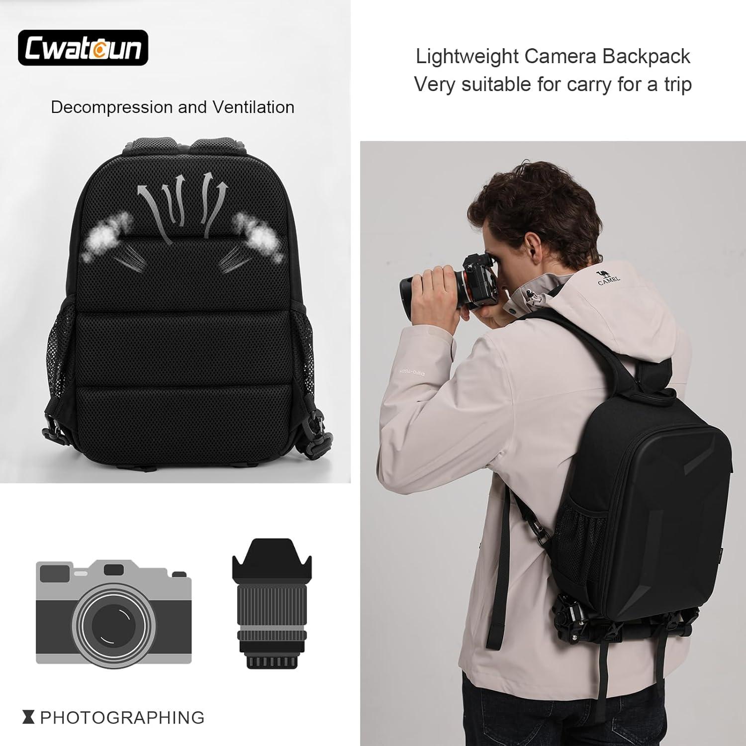 Kameratasche Wasserdicht Profi Fotorucksack für DSLR/SLR, kompatibel mit Sony Canon Nikon, Schwarz
