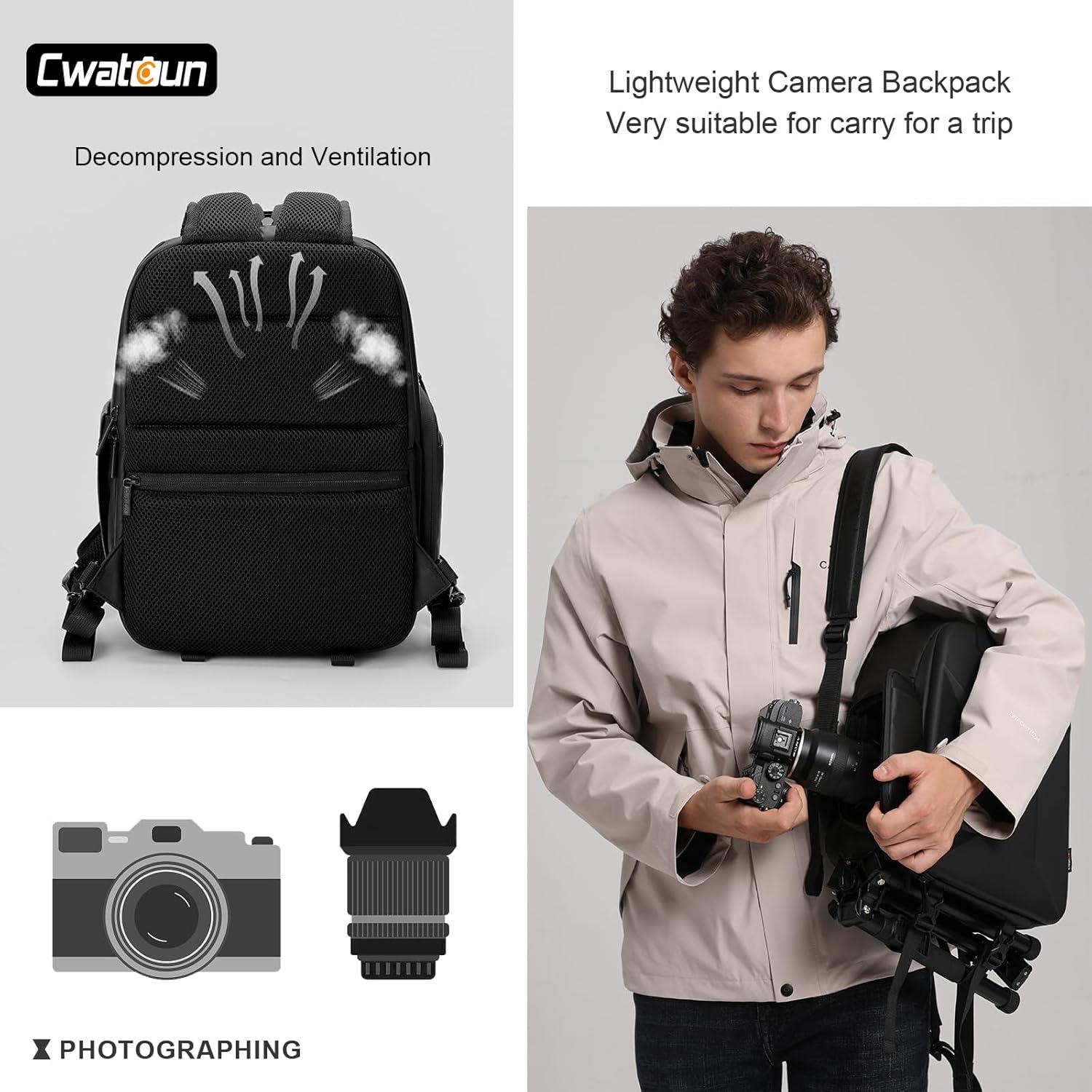 Kamerarucksack wasserdicht Fotorucksack für DSLR/SLR, kompatibel mit Sony Canon Nikon - Schwarz