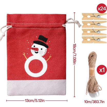 Adventskalender zum Befüllen 24 Säckchen Set 18x13cm Jute