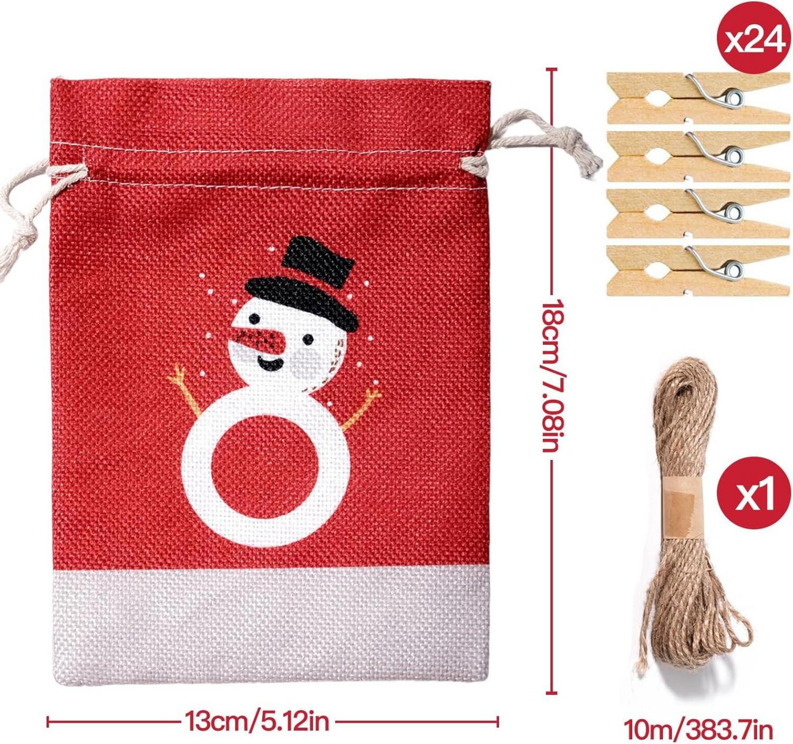 Adventskalender Säckchen 24 Weihnachtskalender Stoff Groß Kinder