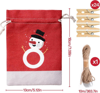 Adventskalender Säckchen 24 Weihnachtskalender Stoff Groß Kinder