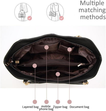 Pahajim Handtasche Damen PU Leder Shopper Schultertaschen Elegante Umhängetasche Groß Wasserdicht