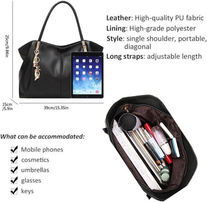 Damen PU Leder Handtasche Schultertasche Groß Wasserdicht