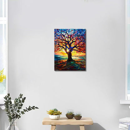 Abstraktes Baum des Lebens Leinwandbild mit Rahmen 30x40cm