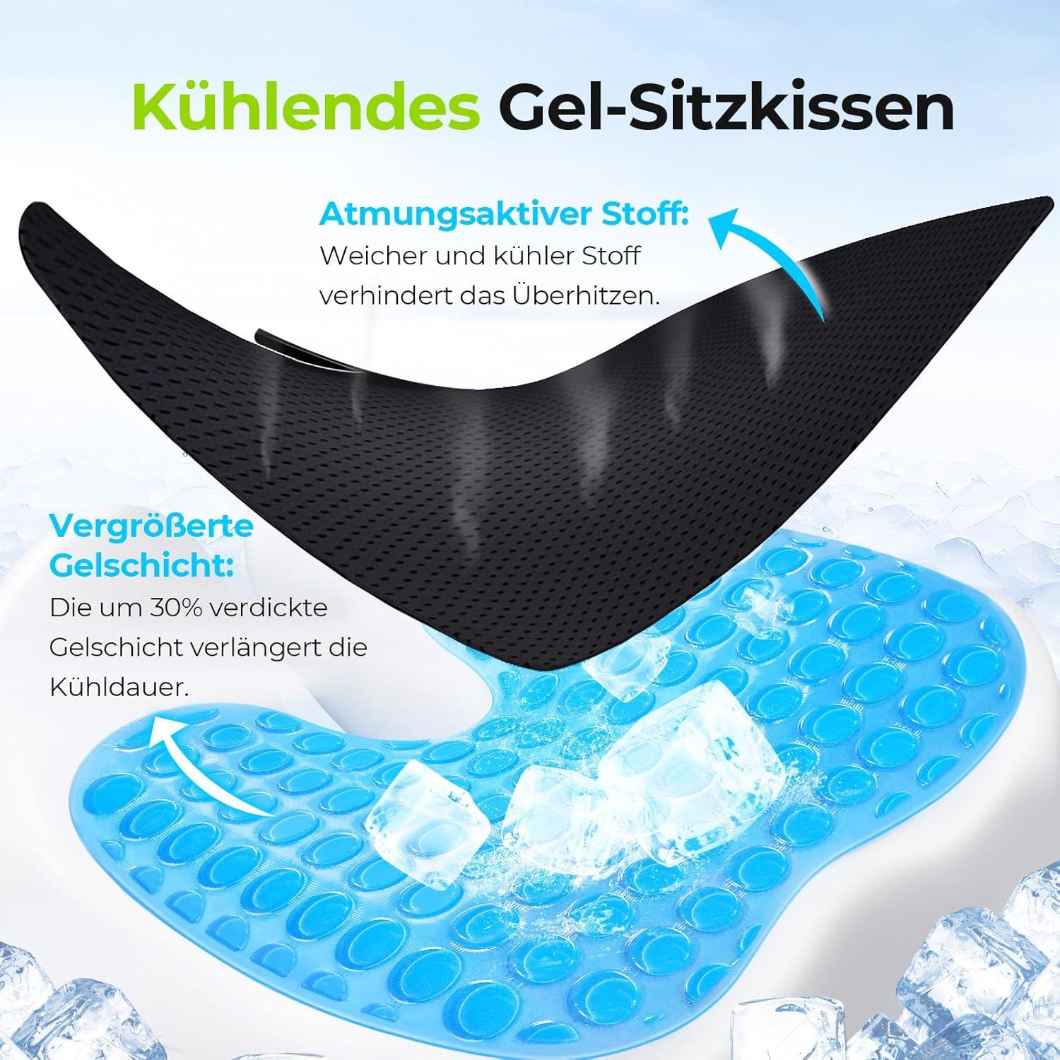 Ergonomisches Gel Sitzkissen für Bürostuhl mit Kühl-Gel