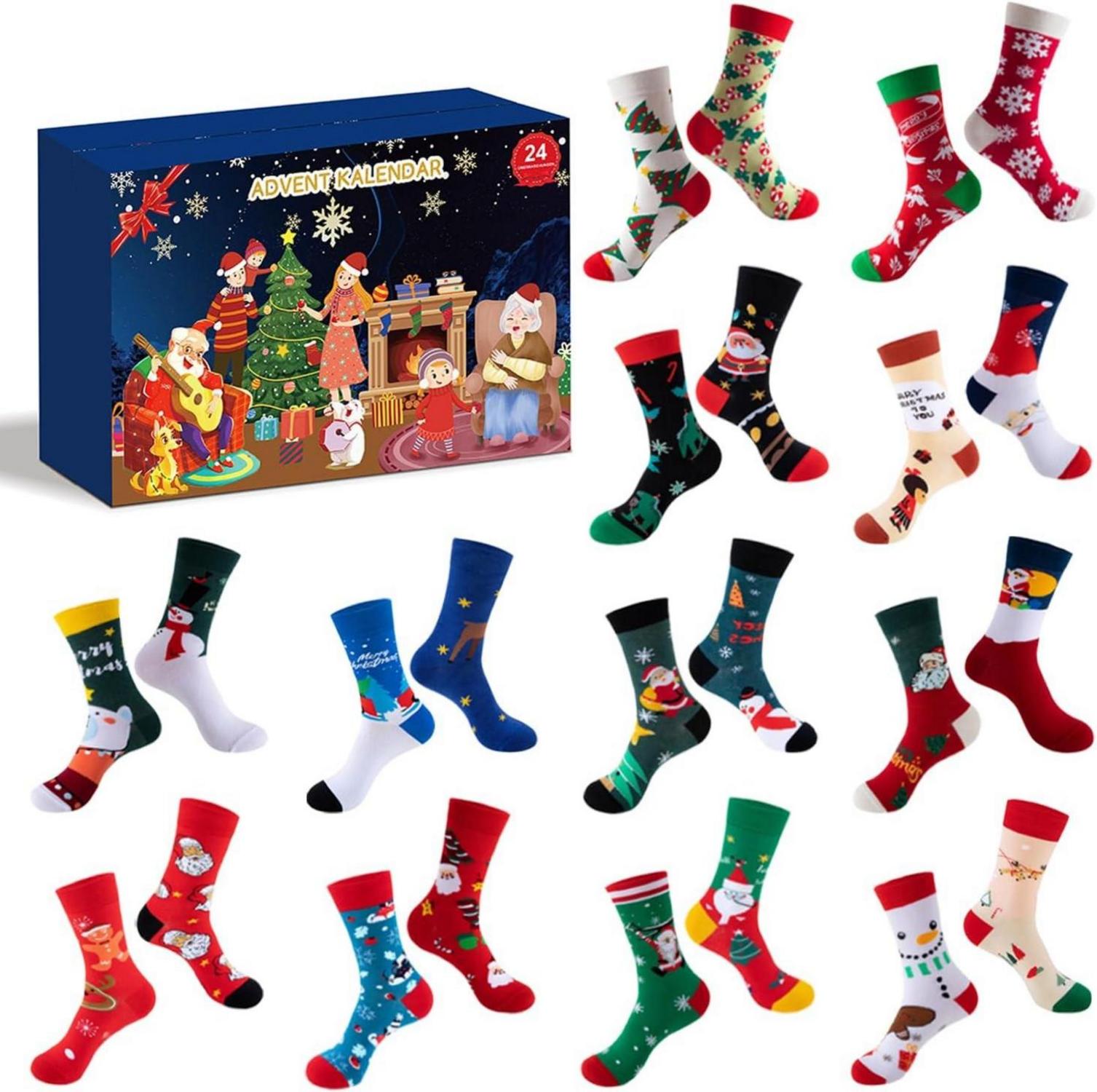 Weihnachtssocken Adventskalender 2024 - 24 Tage Countdown
