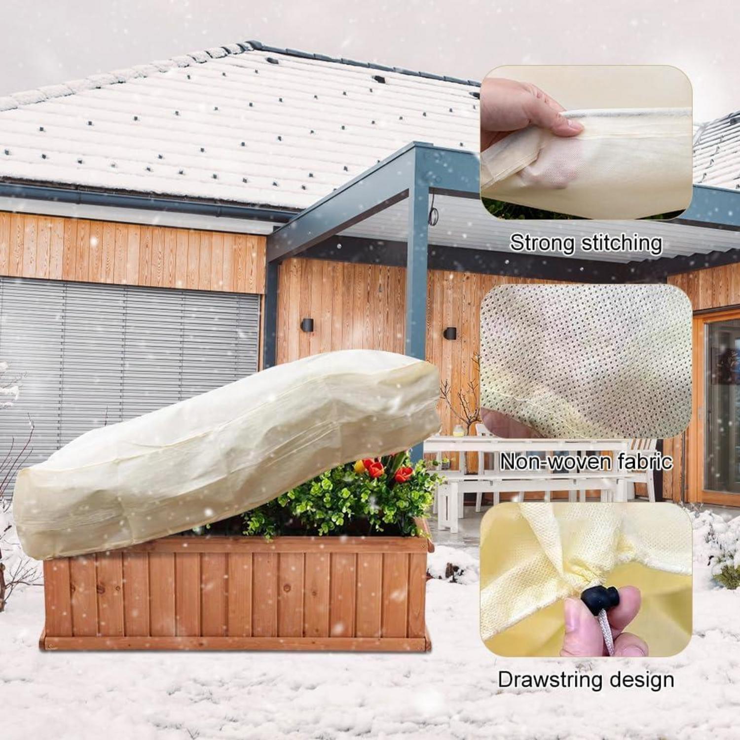 4er-Pack Winter-Frostschutz Schutzhülle für Blumenkästen 150x40x45cm