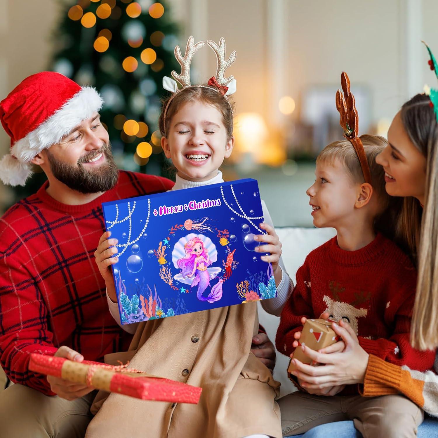 Kinder Adventskalender 2024 Meerjungfrau Schmuck Spielzeug Haarschmuck