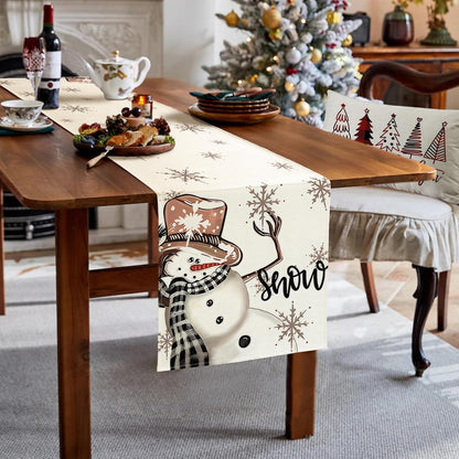 Weihnachtsdeko Tischläufer Schneemann Winter 40X140