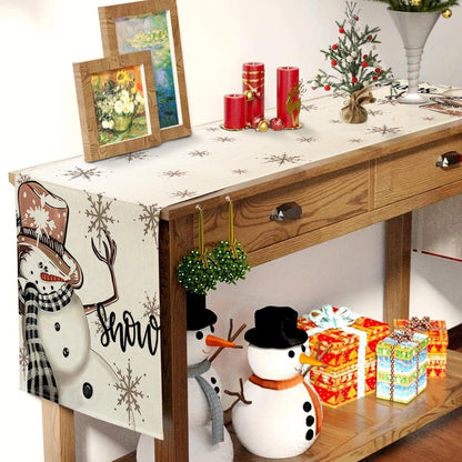 Weihnachtsdeko Tischläufer Schneemann Winter Wasserabweisend 40X140