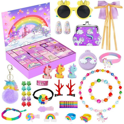 Adventskalender Einhorn 2024 Mädchen Schmuck Spielzeug 24