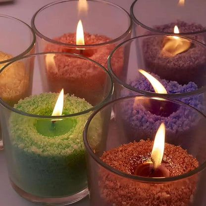 Kerzensand Orange 1kg mit 50 Docht Pearled Candle Sand Perlenkerzen