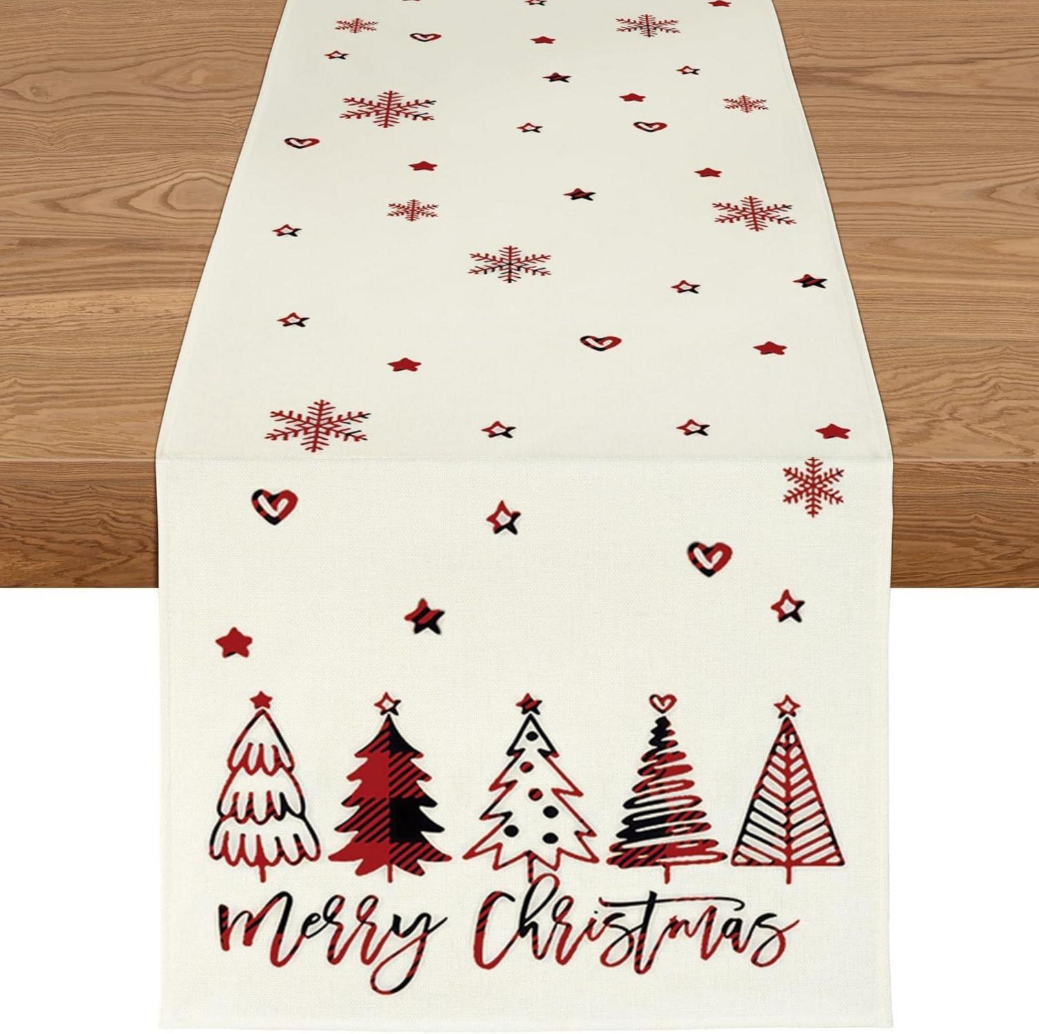 Weihnachtsdeko Tischläufer Modern Winter Rot 40X140