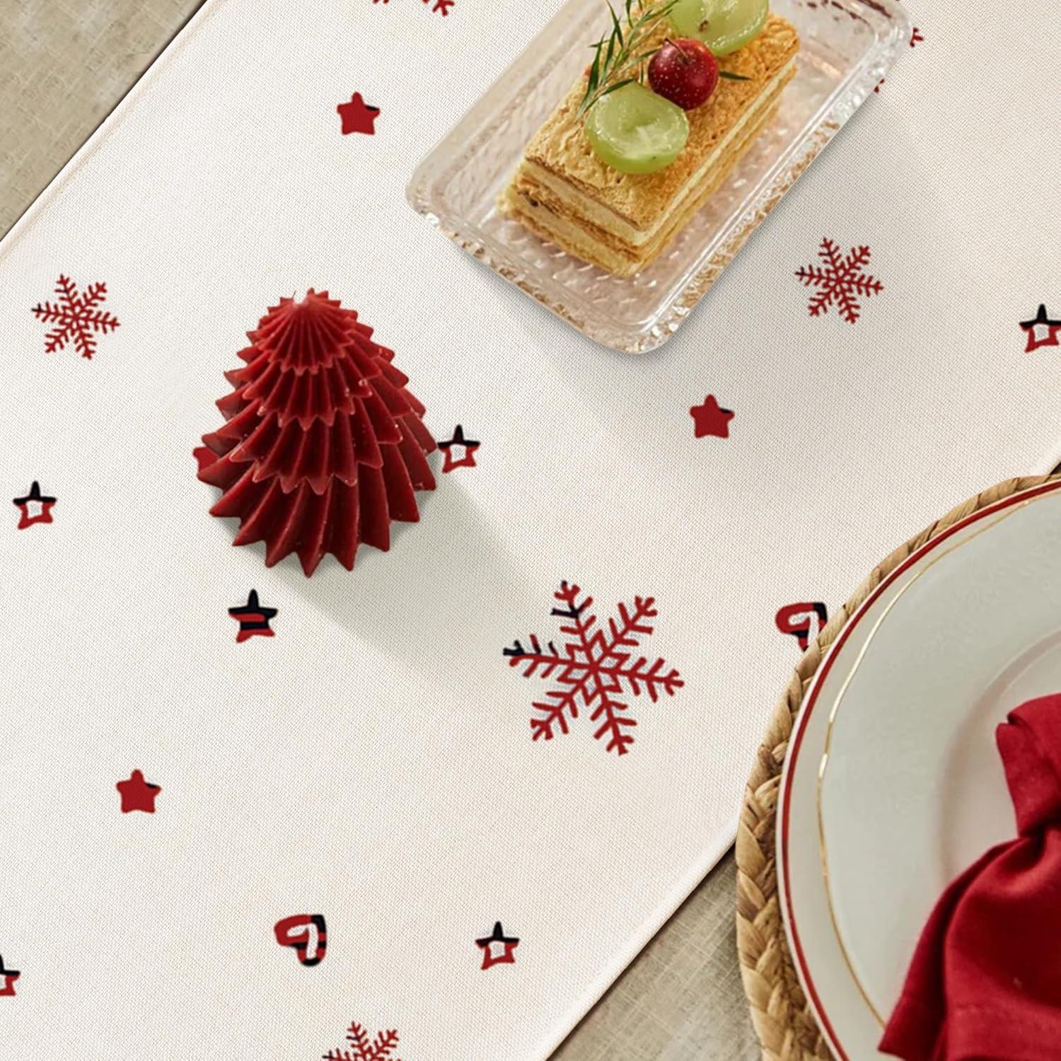 Moderne Weihnachtstischläufer Rot Winter Wasserabweisend 40x140