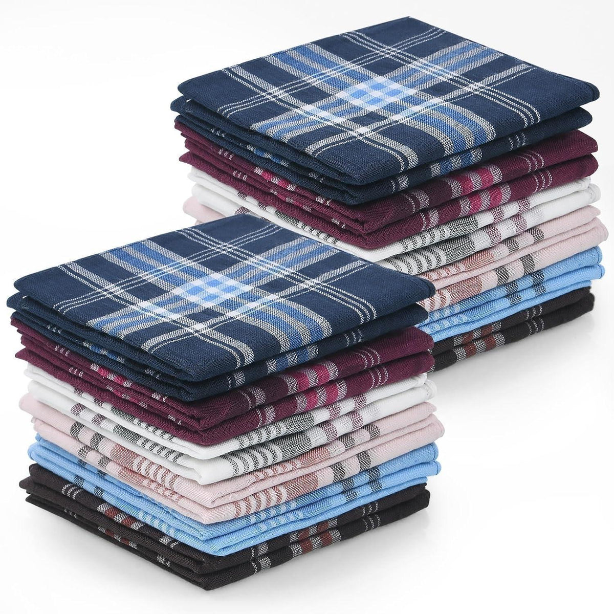 Herren Taschentücher Stoff 24er Set Baumwolle Plaid