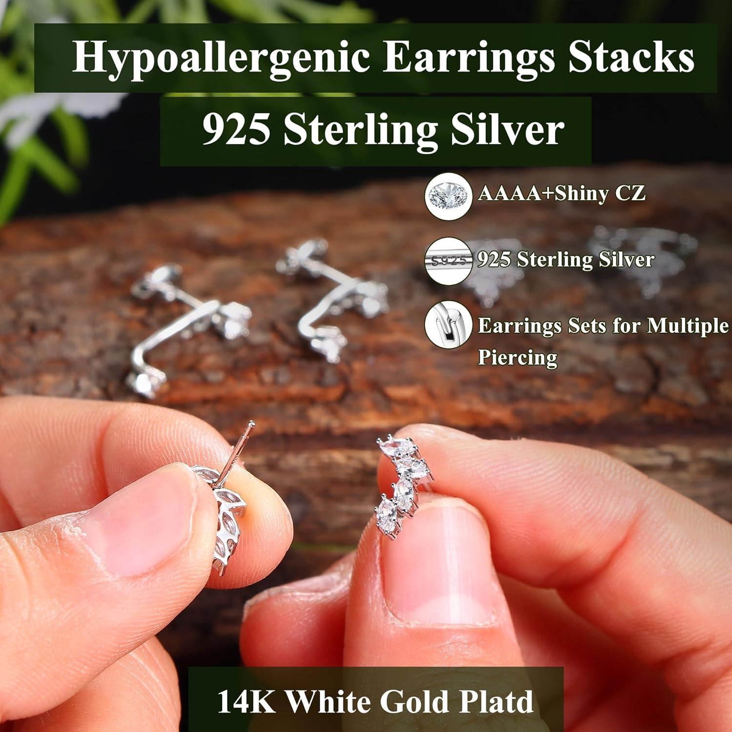 3 Paar Damen Ohrringe Silber 925 vergoldet Zirkonia Schmetterling Set
