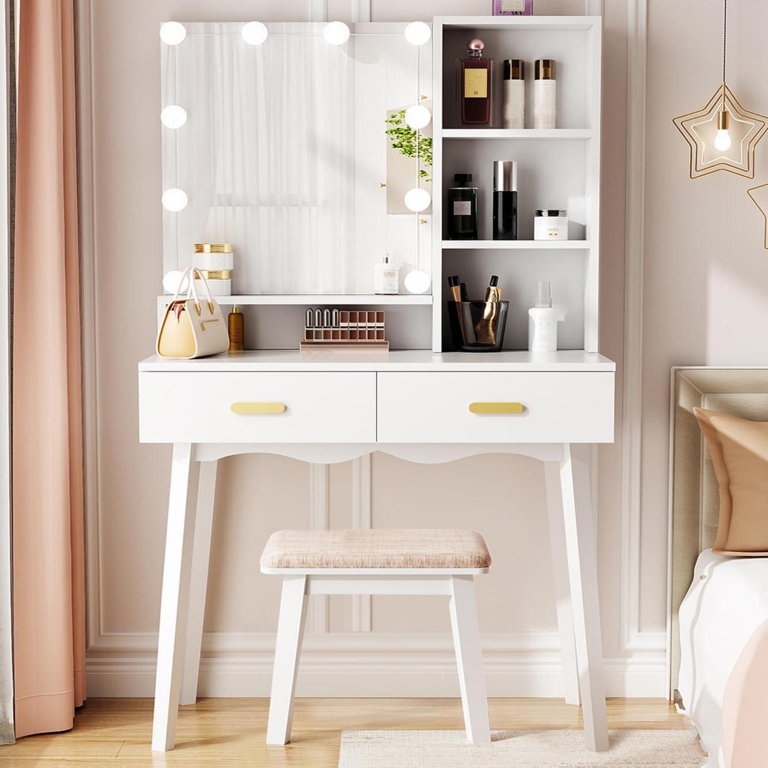 Schminktisch mit LED Beleuchtung und Spiegel, 3